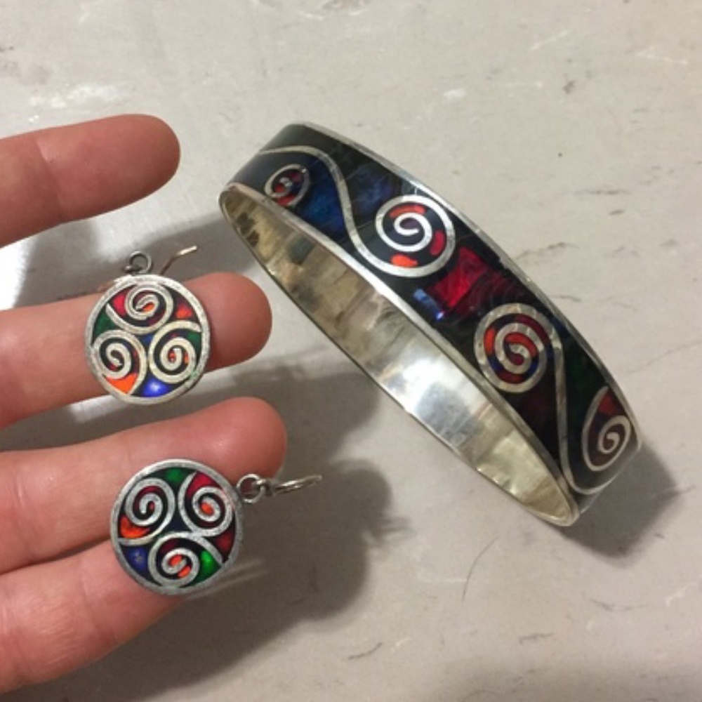 handmade earrings bracelet boho set